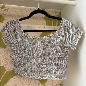 American Eagle Outfitters Striped Smocked Crop Top